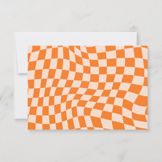 Groovy kleurrijke geruite unieke retro bruiloft RSVP kaartje (Achterkant)