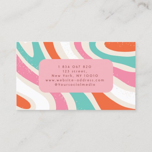 Groovy Kleurrijke Golven Retro Stripes Visitekaartje (Achterkant)