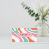 Groovy Kleurrijke Golven Retro Stripes Visitekaartje (Staand voorkant)