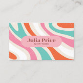 Groovy Kleurrijke Golven Retro Stripes Visitekaartje (Voorkant)