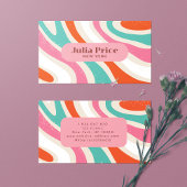 Groovy Kleurrijke Golven Retro Stripes Visitekaartje