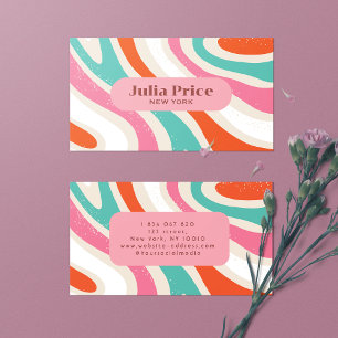 Groovy Kleurrijke Golven Retro Stripes Visitekaartje