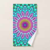 Groovy Kleurrijke Jewel Tone Boho Fractal Mandala Bad Handdoek (Handdoek)