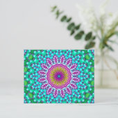 Groovy Kleurrijke Jewel Tone Boho Fractal Mandala Briefkaart (Staand voorkant)