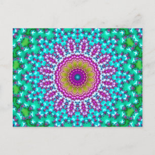 Groovy Kleurrijke Jewel Tone Boho Fractal Mandala Briefkaart