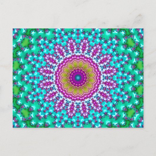 Groovy Kleurrijke Jewel Tone Boho Fractal Mandala Briefkaart (Voorkant)