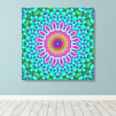 Groovy Kleurrijke Jewel Tone Boho Fractal Mandala Canvas Afdruk (Insitu (Houten vloer))