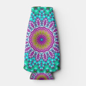 Groovy Kleurrijke Jewel Tone Boho Fractal Mandala Flesjeskoeler (Voorkant)