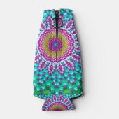 Groovy Kleurrijke Jewel Tone Boho Fractal Mandala Flesjeskoeler (Achterkant)