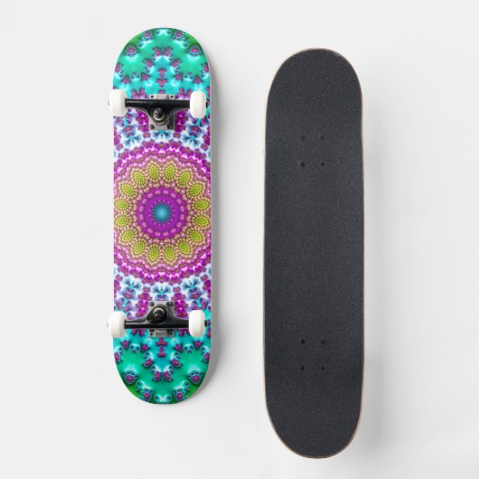 Groovy Kleurrijke Jewel Tone Boho Fractal Mandala Persoonlijk Skateboard (Voorkant)