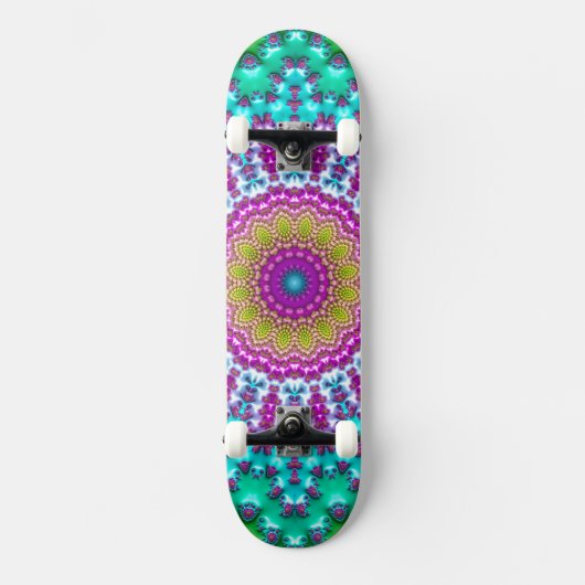 Groovy Kleurrijke Jewel Tone Boho Fractal Mandala Persoonlijk Skateboard (Voorkant)
