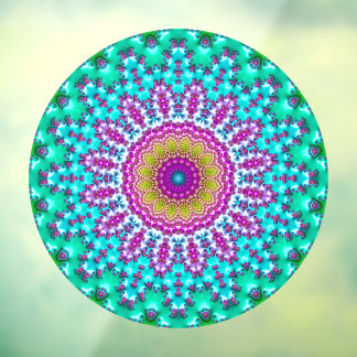 Groovy Kleurrijke Jewel Tone Boho Fractal Mandala Raamsticker