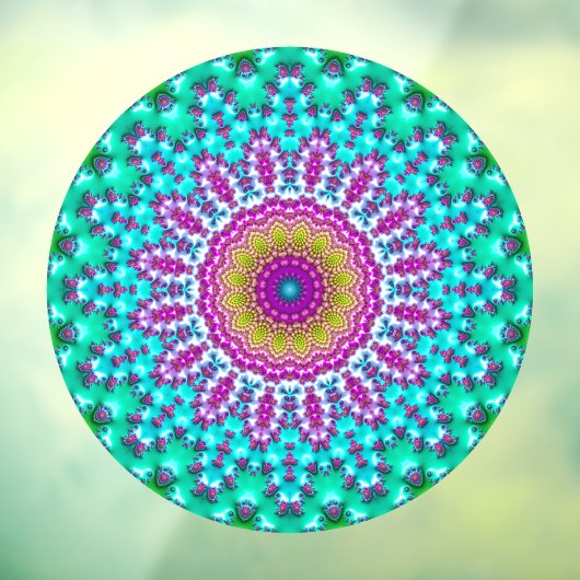 Groovy Kleurrijke Jewel Tone Boho Fractal Mandala Raamsticker (Vel 3)
