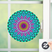 Groovy Kleurrijke Jewel Tone Boho Fractal Mandala Raamsticker (Huis)