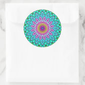 Groovy Kleurrijke Jewel Tone Boho Fractal Mandala Ronde Sticker (Tas)