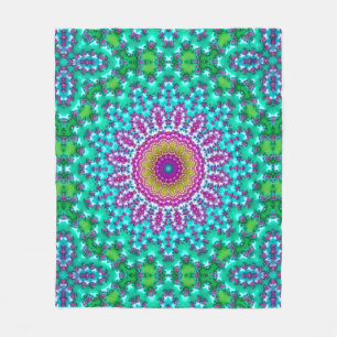 Groovy Kleurrijke Juweeltoon Boho Fractal Mandala Fleece Deken