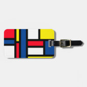 Groovy Kleurrijke Moderne Mondriaan Stijl Abstract Bagagelabel (Voorkant horizontaal)