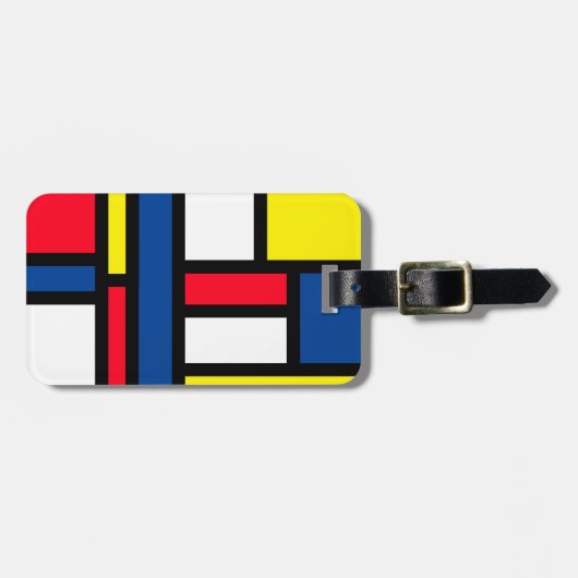 Groovy Kleurrijke Moderne Mondriaan Stijl Abstract Bagagelabel (Voorkant horizontaal)