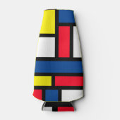 Groovy Kleurrijke Moderne Mondriaan Stijl Abstract Flesjeskoeler (Voorkant)