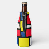 Groovy Kleurrijke Moderne Mondriaan Stijl Abstract Flesjeskoeler (Fles Achterkant)