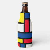 Groovy Kleurrijke Moderne Mondriaan Stijl Abstract Flesjeskoeler (Fles Voorkant)