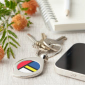 Groovy Kleurrijke Moderne Mondriaan Stijl Abstract Sleutelhanger (Zijkant)