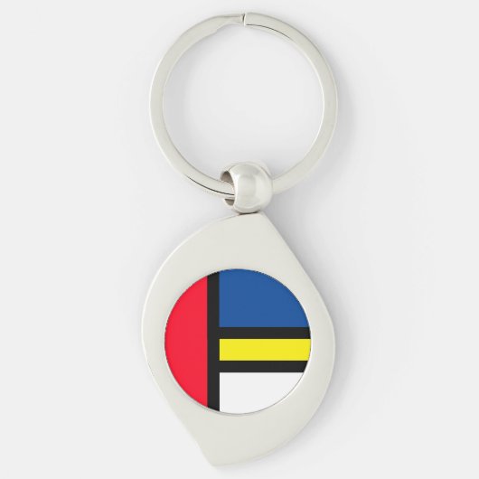 Groovy Kleurrijke Moderne Mondriaan Stijl Abstract Sleutelhanger (Voorkant)