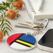 Groovy Kleurrijke Moderne Mondriaan Stijl Abstract Sleutelhanger (Voorkant Rechts)