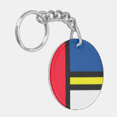 Groovy Kleurrijke Moderne Mondriaan Stijl Abstract Sleutelhanger (Voorkant Links)