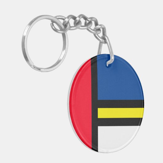 Groovy Kleurrijke Moderne Mondriaan Stijl Abstract Sleutelhanger (Voorkant Links)