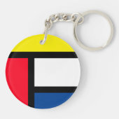 Groovy Kleurrijke Moderne Mondriaan Stijl Abstract Sleutelhanger (Achterkant)