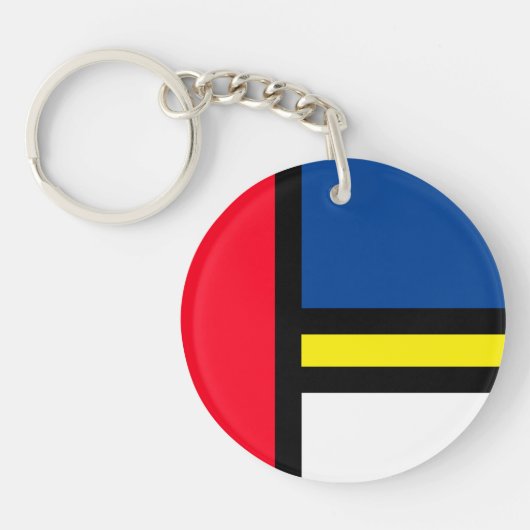 Groovy Kleurrijke Moderne Mondriaan Stijl Abstract Sleutelhanger (Voorkant)