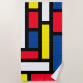 Groovy Kleurrijke Moderne Mondriaan Stijl Abstract Strandlaken (Voorkant)