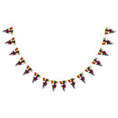 Groovy Kleurrijke Moderne Mondriaan Stijl Abstract Vlaggetjes (Alle)