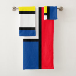 Groovy Kleurrijke Moderne Mondriaanse Stijl Abstra Bad Handdoek