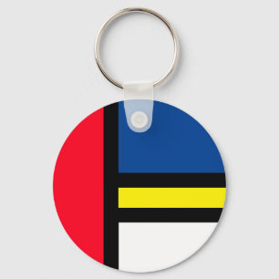 Groovy Kleurrijke Moderne Mondriaanse Stijl Abstra Sleutelhanger