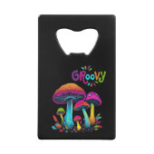 Groovy kleurrijke psychedelische paddenstoelen creditkaart flessenopener (Achterkant)