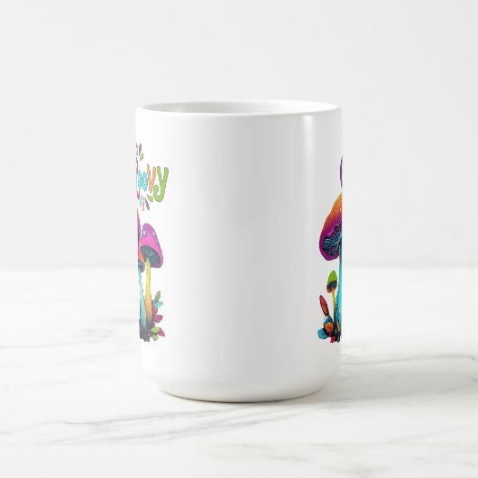 Groovy kleurrijke psychedelische paddenstoelen koffiemok (Center)