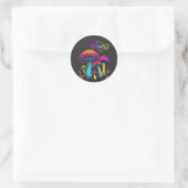 Groovy kleurrijke psychedelische paddenstoelen ronde sticker (Tas)