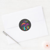 Groovy kleurrijke psychedelische paddenstoelen ronde sticker (Envelop)