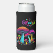 Groovy kleurrijke psychedelische paddenstoelen seltzer blikjeskoeler (Seltzer Achterkant)