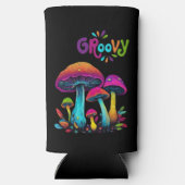 Groovy kleurrijke psychedelische paddenstoelen seltzer blikjeskoeler (Achterkant)
