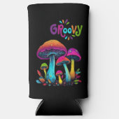 Groovy kleurrijke psychedelische paddenstoelen seltzer blikjeskoeler (Voorkant)