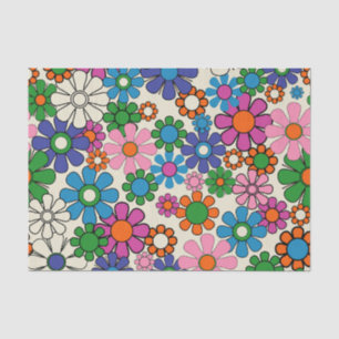 Groovy Kleurrijke Retro 60s 70s Bloemenpatroon Tissuepapier
