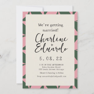 Groovy Kleurrijke Retro 70s Bruiloft Handlettering Kaart