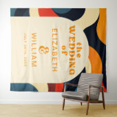 Groovy Kleurrijke Retro Bruiloft Foto Booth Achter Wandkleed (In Situ (horizontaal))