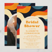 Groovy Kleurrijke Retro Foto QR Code Bruidsfeest U Kaart (Voorkant / Achterkant)