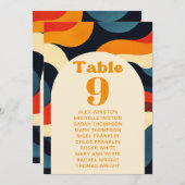 Groovy Kleurrijke Retro Tafel Nummer Zitting Grafi Kaart (Voorkant / Achterkant)