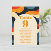 Groovy Kleurrijke Retro Tafel Nummer Zitting Grafi Kaart (Staand voorkant)