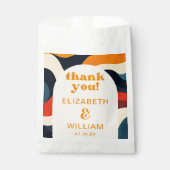 Groovy Kleurrijke Retro Wavy Boho bruiloft Dank u Bedankzakje (Voorkant)